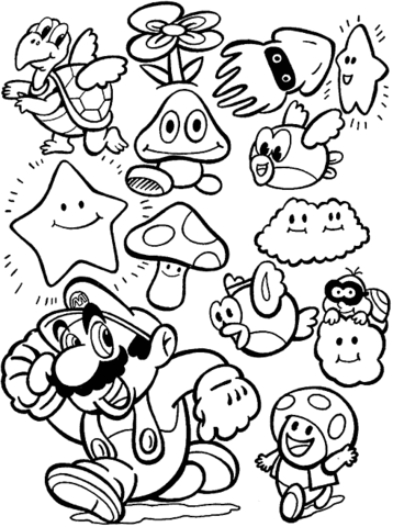 Mario Game Coloring Page